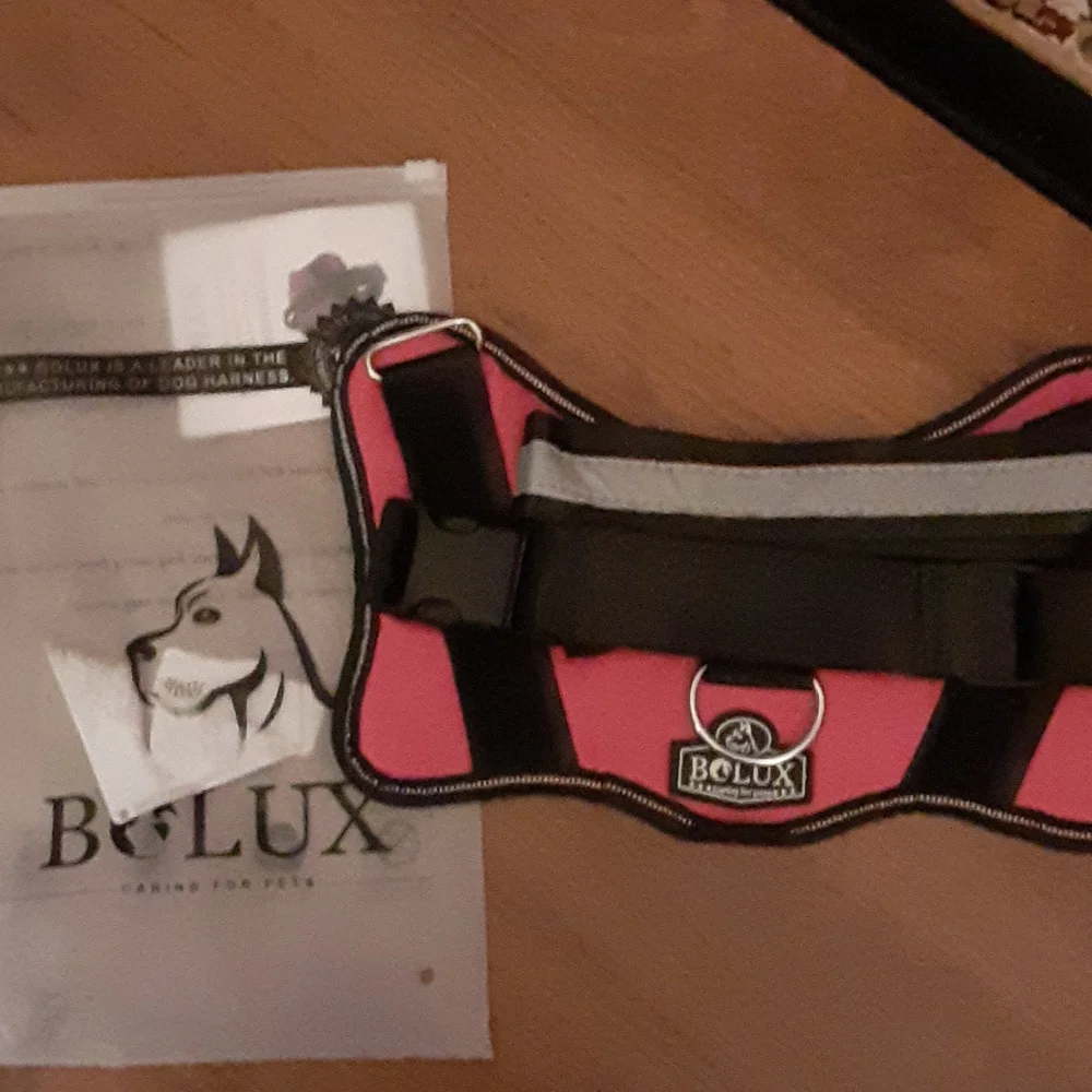 BOLUX pink & black dog harness No pull refective vest washable size Medi…